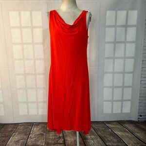 Eileen Fisher Cowl Neck Red sleeveless casual jersey summer Dress Size Small